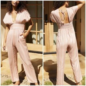 L Space Striped Cover-Up Jumpsuit XS